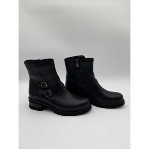 La Canadienne Carly Waterproof Combat Biker Moto Boot Black Leather Size 9